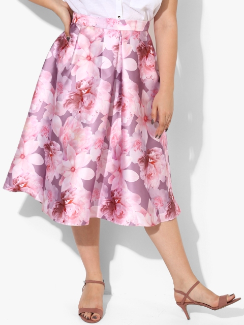 

DOROTHY PERKINS Women Pink & Purple Printed Midi Flared Skirt