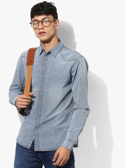 

Blue Faded Slim Fit Casual Shirt