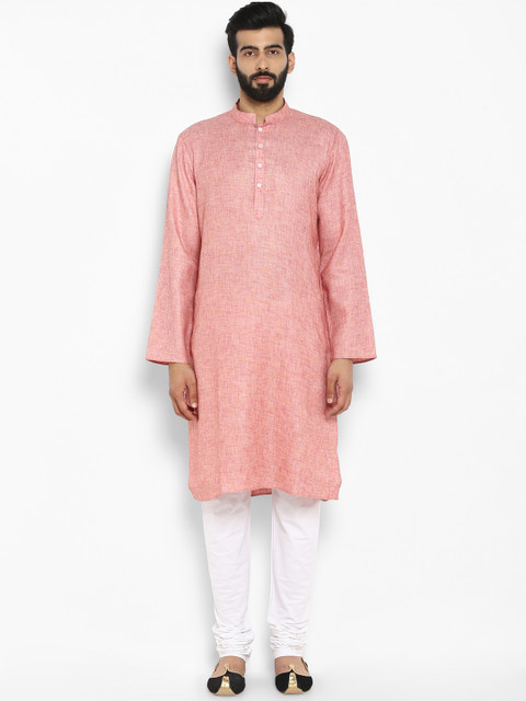 

ethnix Men Pink Solid Kurta with Pyjamas