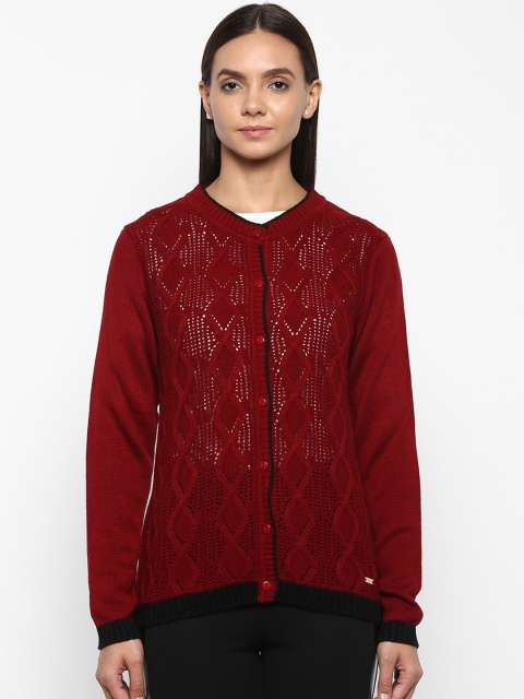 

Park Avenue Women Maroon Self Design Cardigan