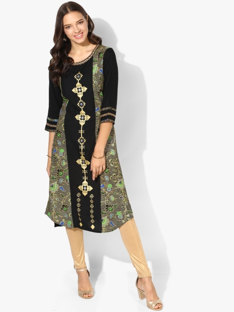 

Divina Women Black Printed Straight Kurta