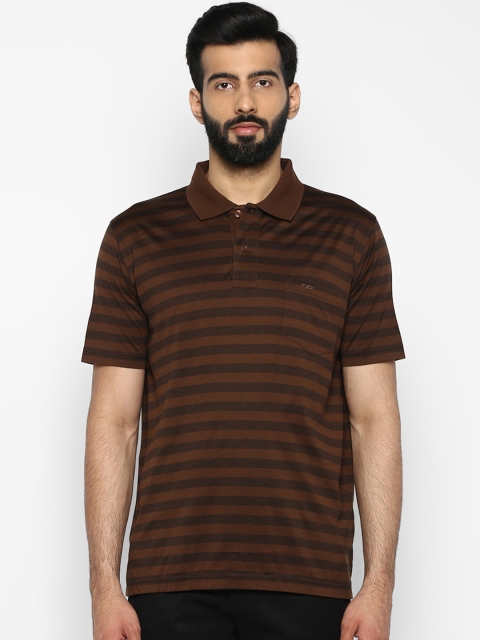 

ColorPlus Men Brown Striped Polo Collar T-shirt