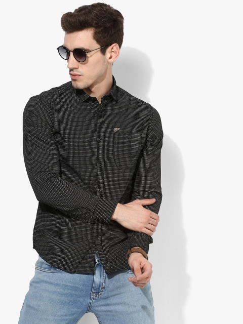 

Black Printed Slim Fit Casual Shirt