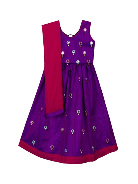 

KID1 Girls Purple & Magenta Dyed Made to Measure Lehenga & Blouse with Dupatta