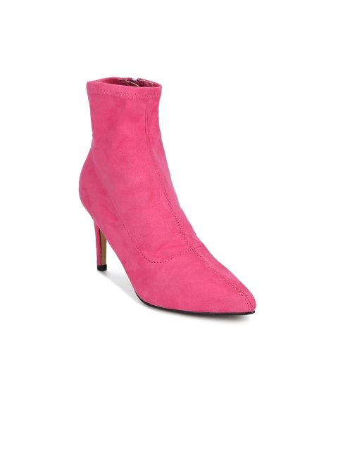 

Truffle Collection Women Pink Solid Heeled Boots
