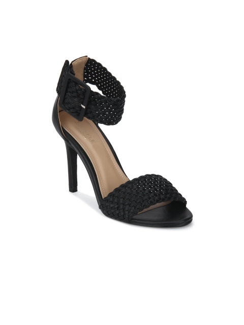 

Truffle Collection Women Black Woven Design Heels