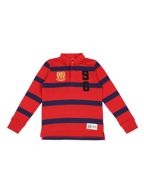 

CHALK by Pantaloons Boys Red & Blue Striped Polo Collar T-shirt