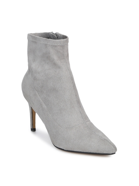

Truffle Collection Women Grey Solid Heeled Boots