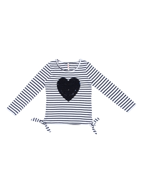 

CHALK by Pantaloons Girls Off-White Striped Round Neck T-shirt