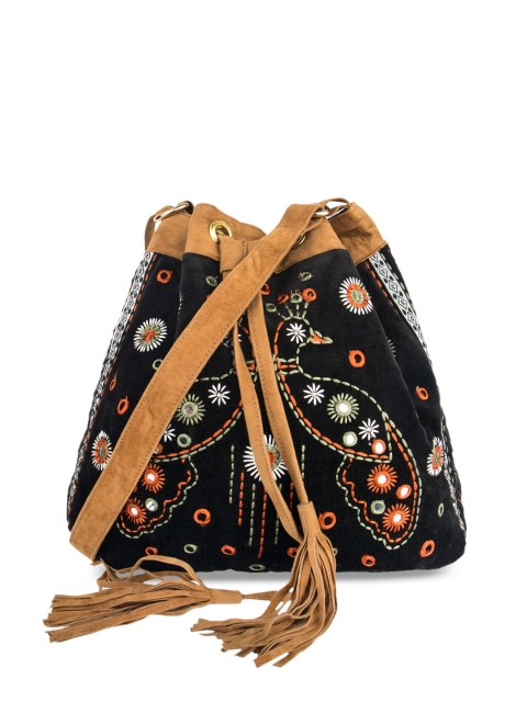 

Chumbak Black & Brown Embellished Sling Bag