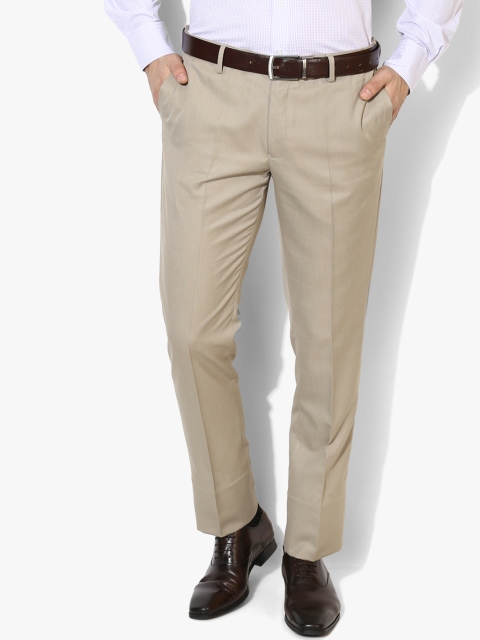 

Beige Self Design Mid-Rise Formal Trouser