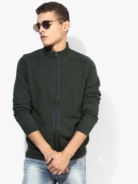 

Green Solid High Neck Sweater