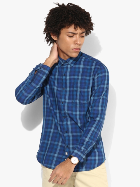 

Blue Checked Slim Fit Casual Shirt
