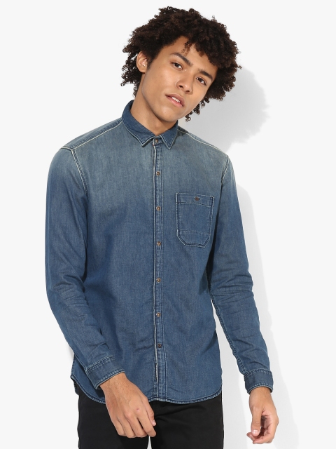 

Blue Washed Slim Fit Denim Shirt