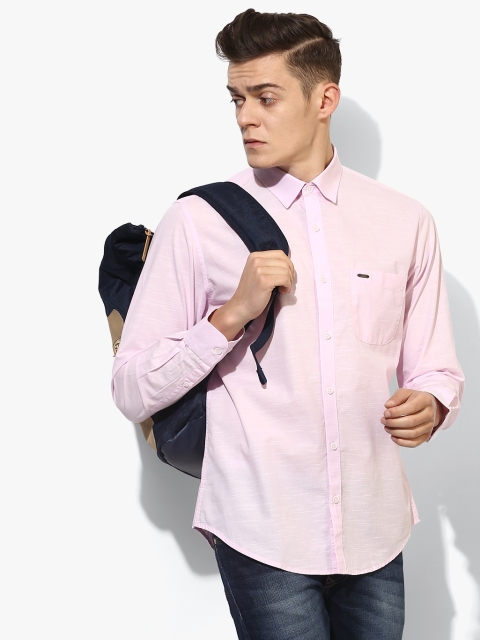 

Pink Solid Slim Fit Casual Shirt