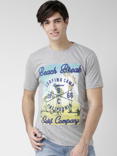 

Tokyo Laundry Grey Melange Printed Round Neck T-shirt