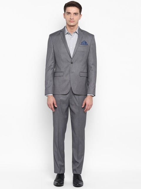 

Park Avenue Men Grey Single-Breasted Formal Suit
