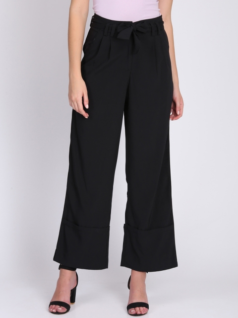 

NIZA Women Black Regular Fit Solid Bootcut Trousers