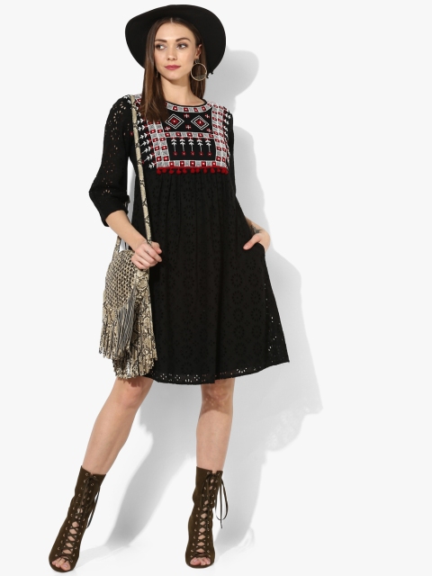 

Antheaa Black Coloured Self Design Shift Dress