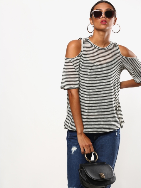 

BCBGeneration Women Grey Striped Top