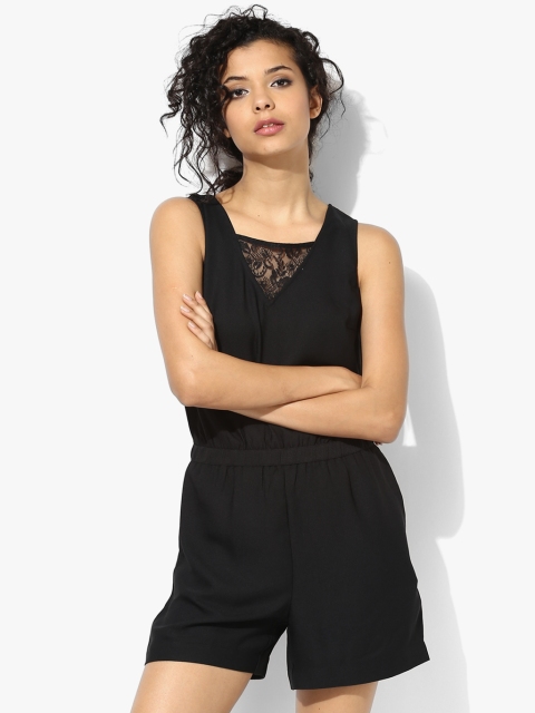

Black Solid Playsuit