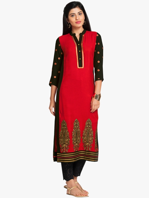

Naari Women Red Printed A-Line Kurta