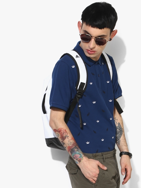 

Navy Blue Embroidered Regular Fit Polo T-Shirt
