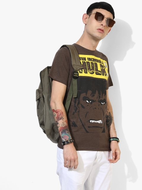 

Brown Printed Regular Fit Round Neck T-Shirt