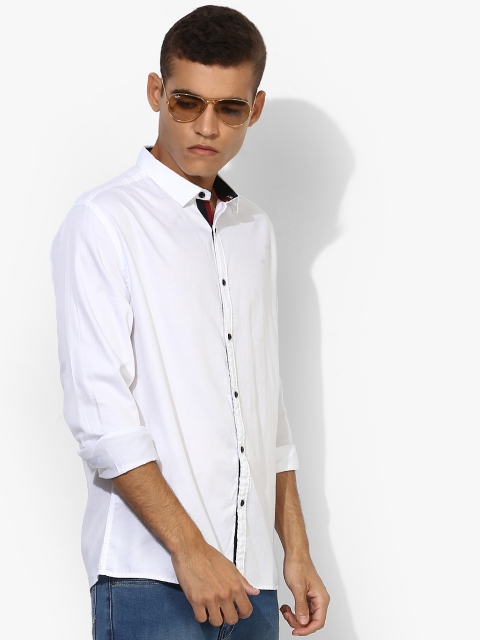 

White Solid Slim Fit Casual Shirt