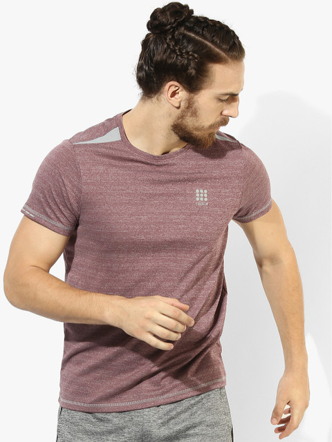 

Mauve Textured Round Neck T-Shirt