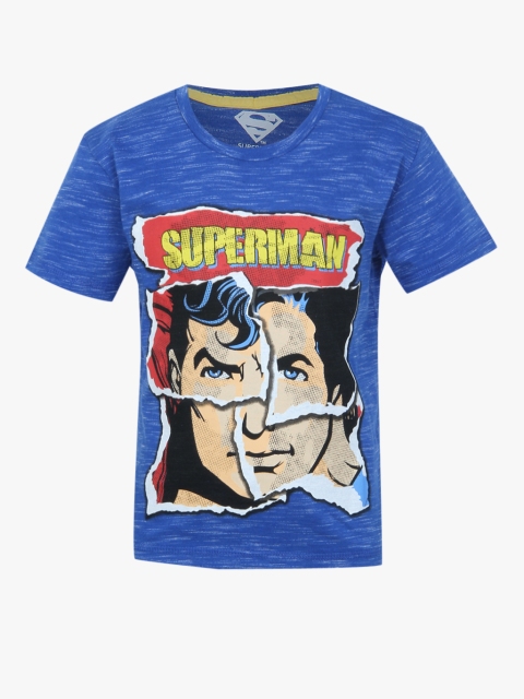 

Kids Ville Boys Grey Melange Superman Printed Round Neck T-shirt, Blue