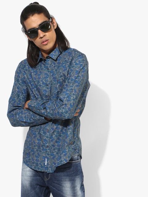 

Multicoloured Printed Slim Fit Casual Shirt, Multi