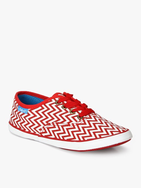 

Boltio Women Red & White Chevron Printed Sneakers