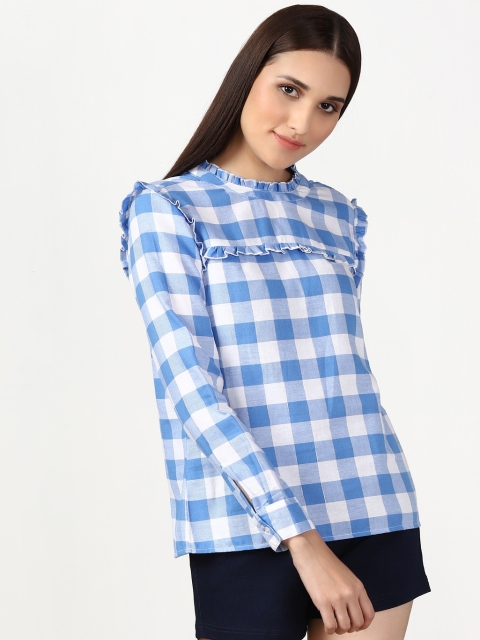 

Blue Checked Pure Cotton Blouse