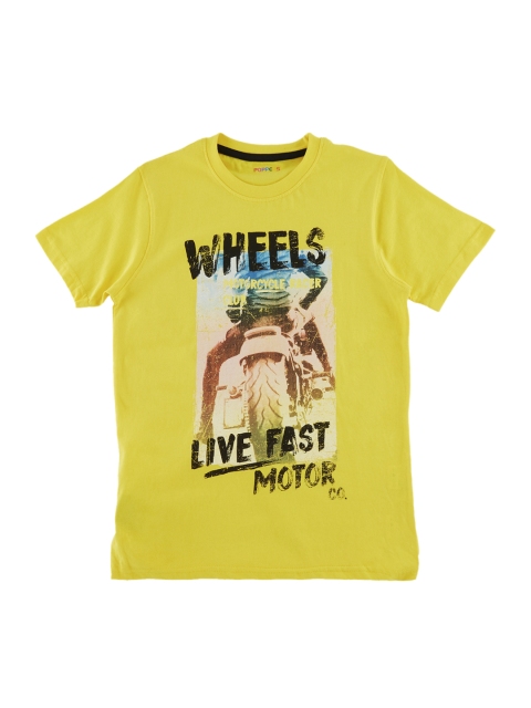 

POPPERS by Pantaloons Boys Yellow Printed Round Neck T-shirt