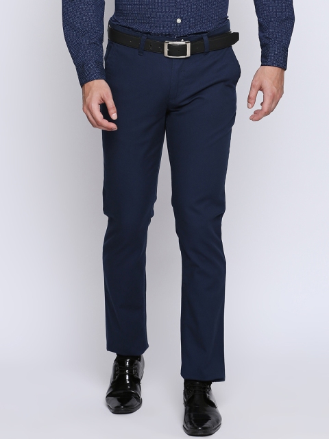 

Urban Ranger by pantaloons Men Navy Blue Slim Fit Solid Formal Trousers