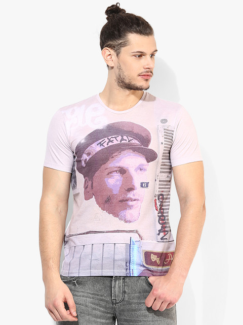 

Pink Printed Round Neck T-Shirt