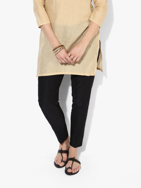 

Black Embroidered Slim Fit Coloured Pants