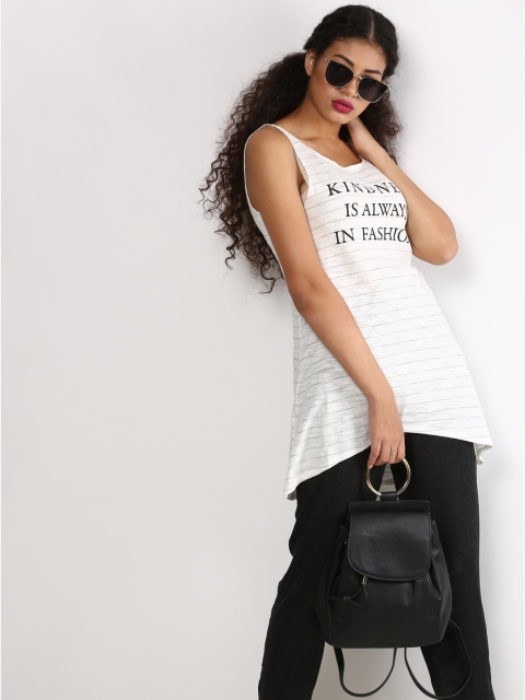 

BCBGeneration Women Off-White Striped High-Low Top