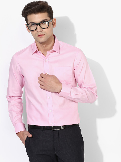 

Yellow Solid Slim Fit Formal Shirt, Pink