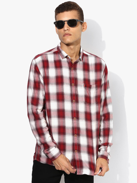 

Maroon Checked Slim Fit Casual Shirt