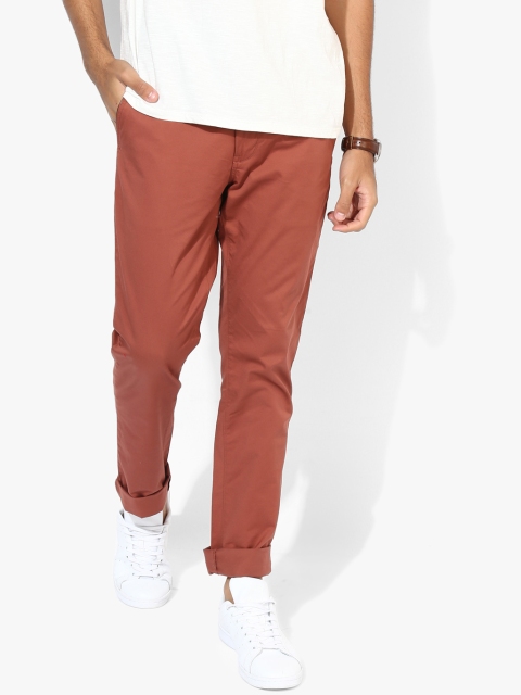 

United Colors of Benetton Men Rust Solid Slim Fit Chinos
