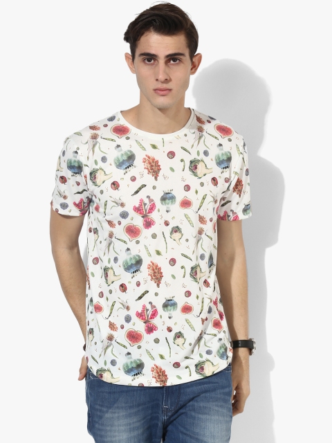 

Off White Printed Round Neck T-Shirt