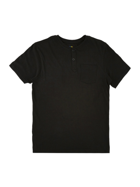 

POPPERS by Pantaloons Boys Black Solid Henley Neck T-shirt