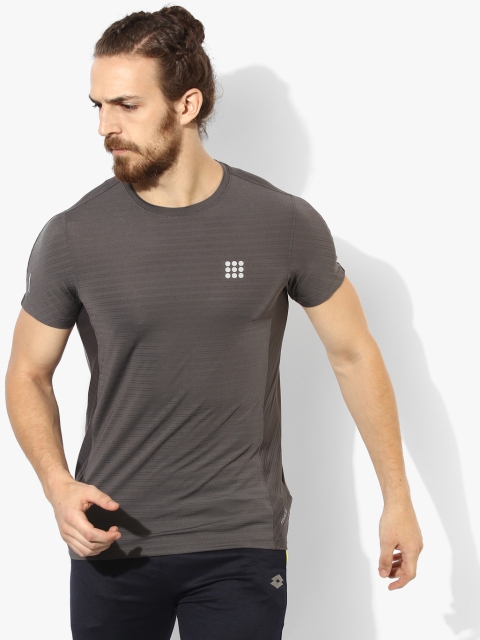 

Dark Grey Striped Round Neck T-Shirt