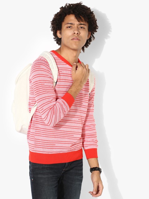 

Pink Striped Regular Fit Sweater