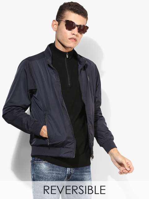 

Navy Blue Solid Casual Jacket