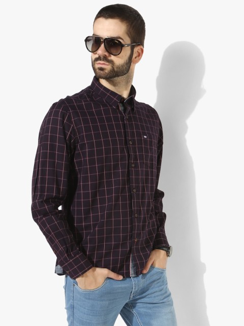 

Brown Checked Slim Fit Casual Shirt, Coffee brown