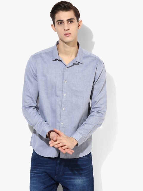 

Grey Solid Slim Fit Casual Shirt