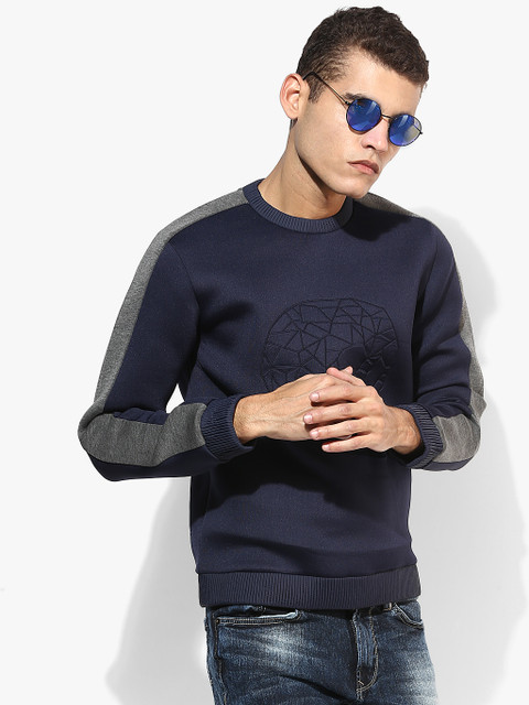 

Navy Blue Embroidered Sweatshirt